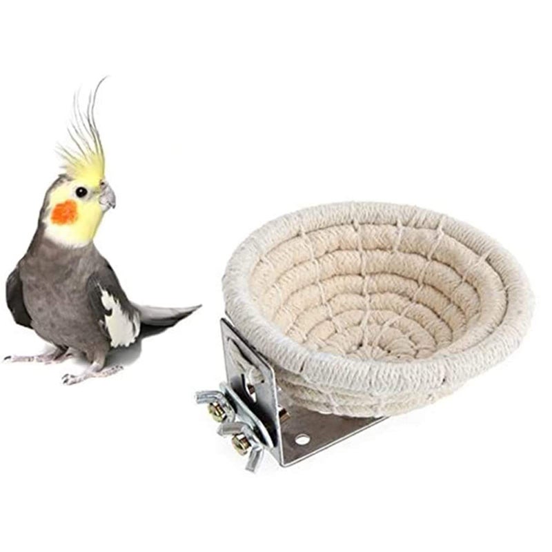 Orgrimmar عش طيور مصنوع يدويًا من حبل القطن من أورغريمار لتربية الطيور - بيت فقس - قفص للببغاء البودجي والباراكيت والكوكاتيل والباراكيت والكونور والكناري والفنش واللovebird والببغاء الصغير (1 قطعة) - Image 1